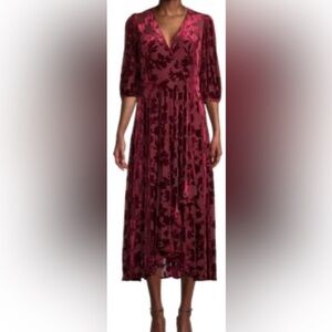 Calvin Klein burgundy Velvet Floral Maxi Dress